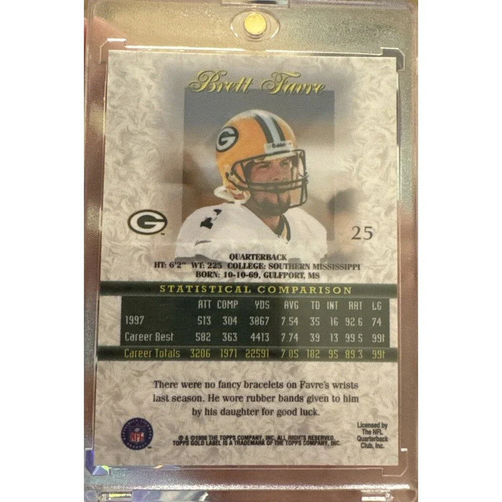 1998 TOPPS BRETT FAVRE GOLD LABEL CLASS CARD #25